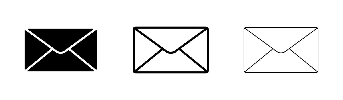 Closed mail symbol of different thickness. vector