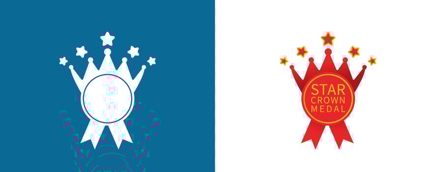 Different medal and crown icons. vector