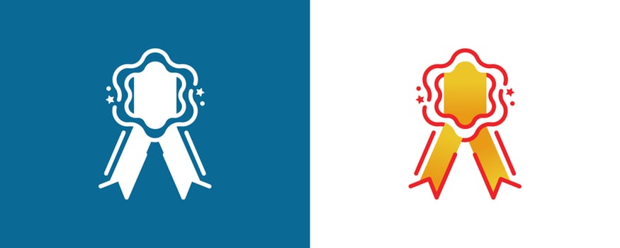 Different ribbon medal and trophy icons. vector
