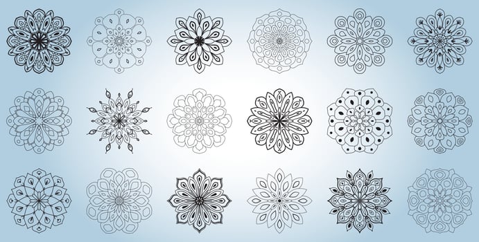 Cute set of Mandalas. Ornamental round doodle flowers isolated on white background. Geometric decorative ornaments in ethnic oriental style. vector