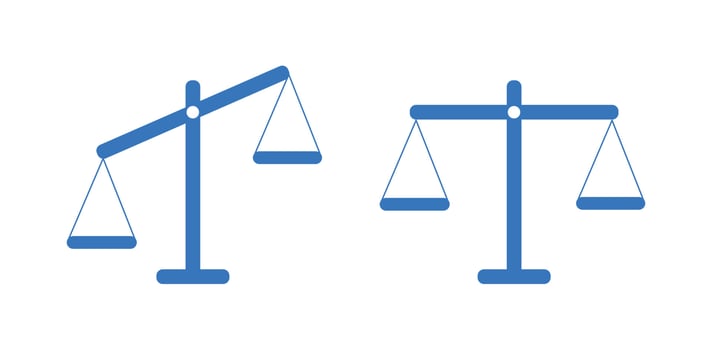 Scale icon vector sign isolated on white background. scale symbol template color editable. Scales justice reports.