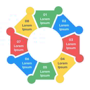 A business representation via slice chart in flat icon vector