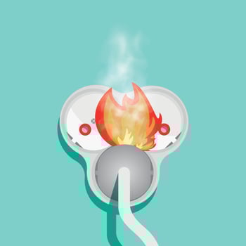 In case of fire in the triple socket, the plug is not pulled. vector