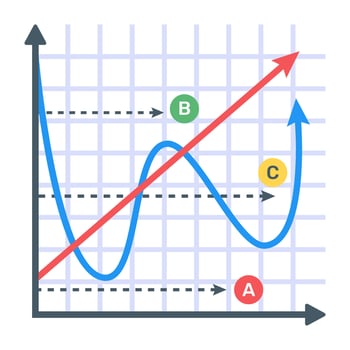 A flat icon of line graph vector