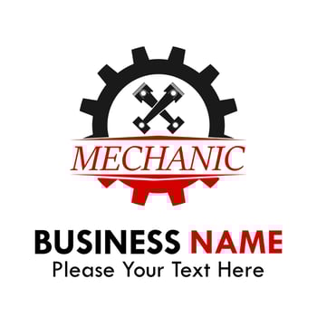 Mechanic logo design template illustration. there are gear and piston. suitable for automotive, app, website, network, factory, industry etc vector