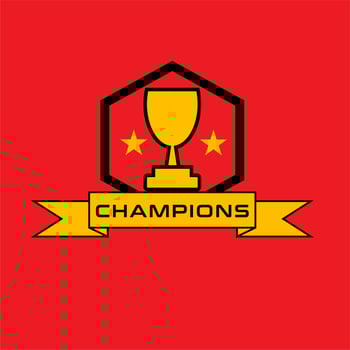 Champion Logo.champion emblem with trophy with red background vector