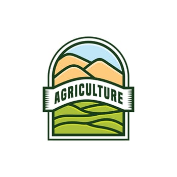 Agriculture logo design. Farmers' gardens are lush and green. farmers cultivate crops, utilization of natural resources. Classic style logo Vintage Rustic Western Retro Hipster Badge vector