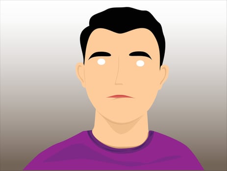 man with a disappointed expression, flat design vector