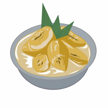 Vector dessert sweet Indonesian traditional food, it is called Kolak pisang. It base of palm sugar, banana and coconut milk.