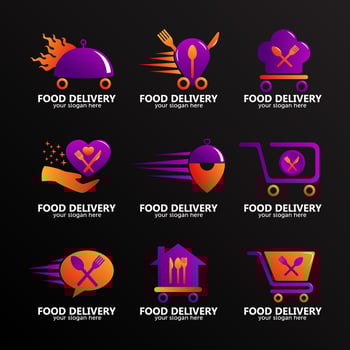 Logo Set of Contactless Delivery Food Element vector