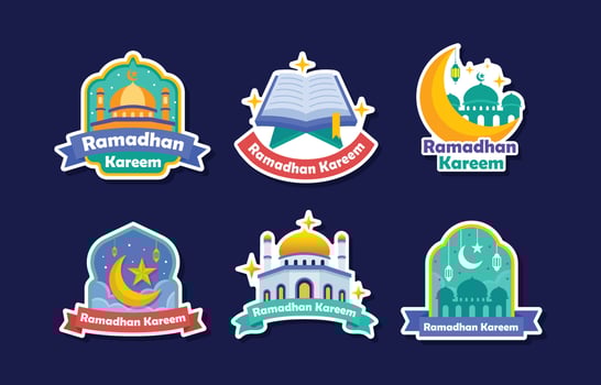 Ramadhan Element Sticker Set vector