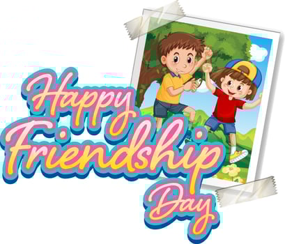 Happy friendship day with a photo of children vector