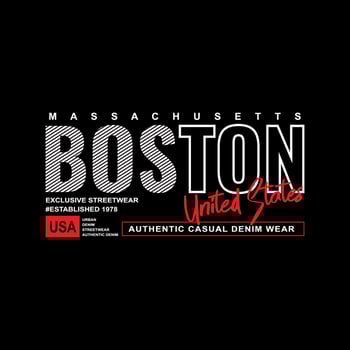 boston denim streetwear t-shirt and apparel vector