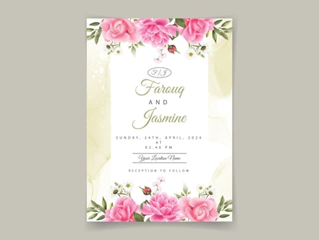 Elegant floral wedding invitation card template vector