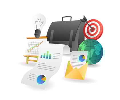Flat isometric illustration concept. Investment business data tools vector