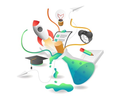 Concept isometric illustration. Battery warning in caseFlat isometric illustration concept. experimental laboratory chemistry school vector