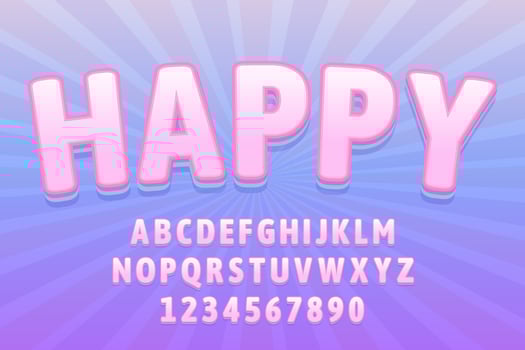 decorative happy alphabet text effect vector