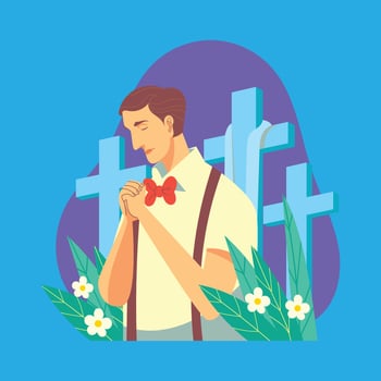 A Man Praying in Good Friday vector