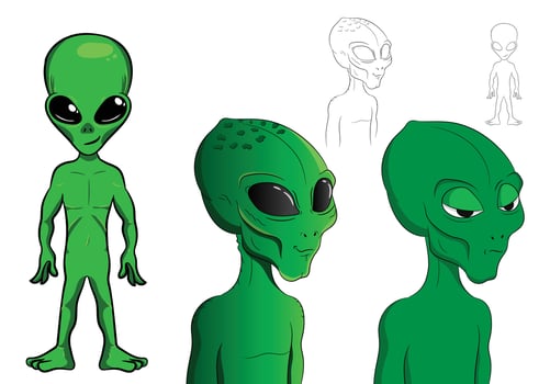 Green Alien Avatar Cartoon Character vector