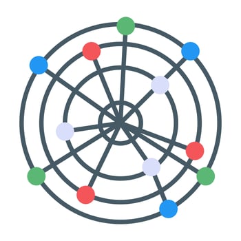 Flat premium icon of spider web radar vector