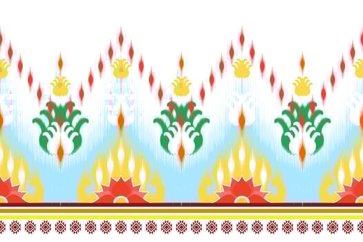 Ikat ethnic seamless pattern design. Aztec fabric carpet mandala ornament chevron textile decoration wallpaper. Tribal turkey African Indian traditional embroidery vector illustrations background