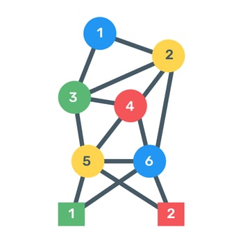 A binary tree diagram icon in flat design vector