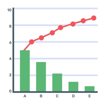 A flat editable icon of pareto analytics vector