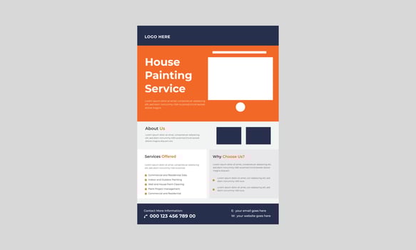 Painting service flyer, Paint service flyer design template, Paint services flyer, vector