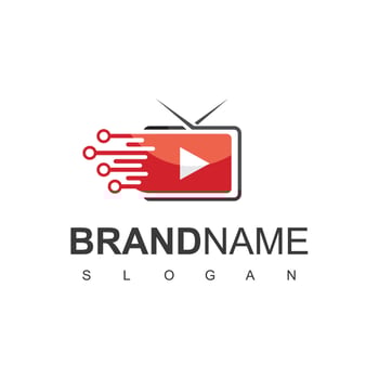 TV And Media Player Logo Design Template, Play button Icon Vector