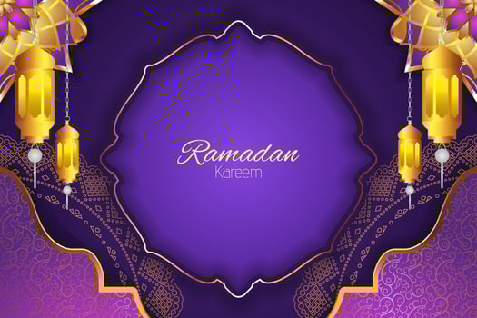 Background Ramadan Kareem Islamic style purple color with element vector