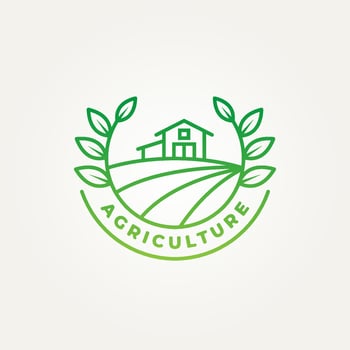 agriculture barn minimalist line art badge logo vector