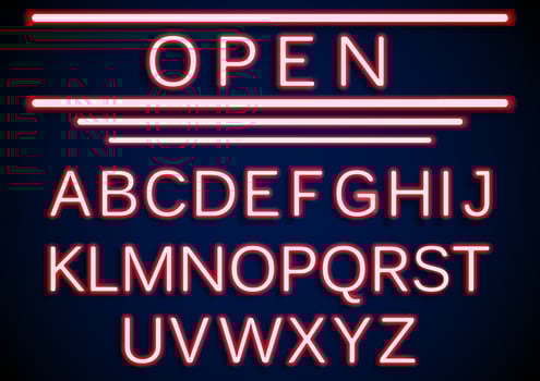 Set alphabets neon sign background.vector vector