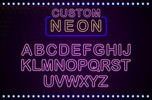 Set retro custom neon signs background.vector vector