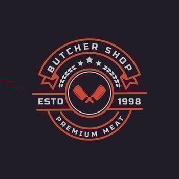 Vintage Retro Badge for Butcher Shop with Crossed Cleavers Logo Design Template Element vector