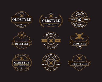 Set of Vintage Retro Badge for Clothing Apparel Old style Logo Emblem Design Symbol vector