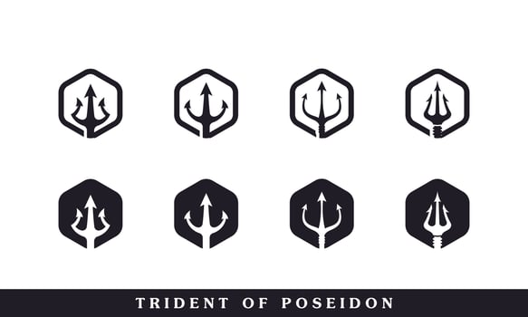 Classic Vintage Trident Neptune God Poseidon Triton King Spear Logo Icon Design Template vector