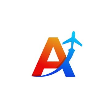 Initial Letter A Travel with Airplane Flight Logo Design Template Element vector