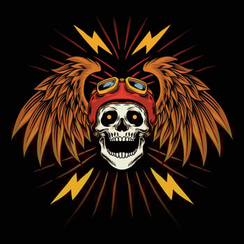 Skull biker emblem vector