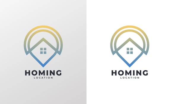 Home Location with Pin Map Line Style Logo Design Template Element vector