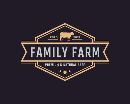Classic Vintage Retro Label Badge Emblem Cattle, Angus, Beef Family Farm Logo Design Inspiration vector