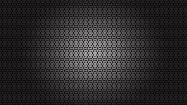 Black metal texture steel background. Perforated sheet metal. Aluminum wire mesh material texture Steel grid with polygon holes on black background vector