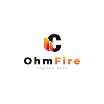 Initial Letter C with Flame Fire Logo Design Inspiration vector