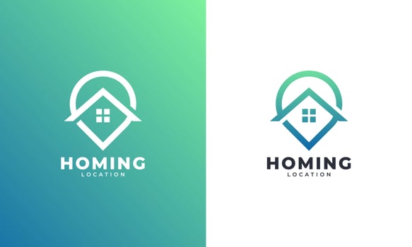 Home Location with Pin Map Line Style Logo Design Template Element vector