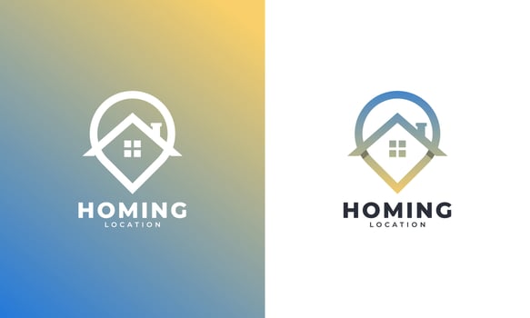Home Location with Pin Map Line Style Logo Design Template Element vector