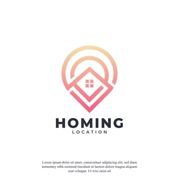Home Location with Pin Map Line Style Logo Design Template Element vector