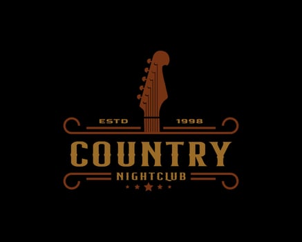 Classic Vintage Retro Label Badge for Country Guitar Music Western Saloon Bar Cowboy Logo Design Template vector