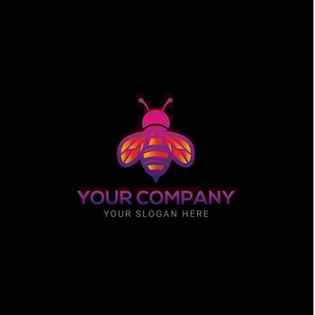 Creative realistic colorful bee logo vector