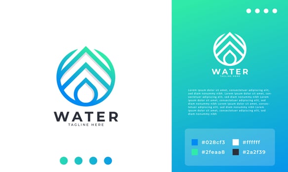 Water Drop Logo Design Template Linear style. Blue Droplet Lines Aqua Icon vector