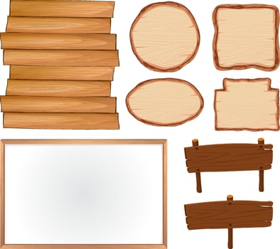 Set of wooden sign banner vector