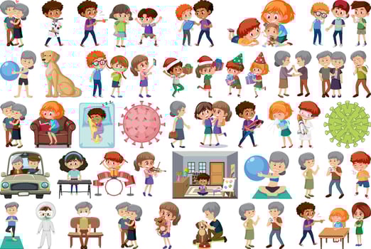 Set of different activities people in cartoon style vector